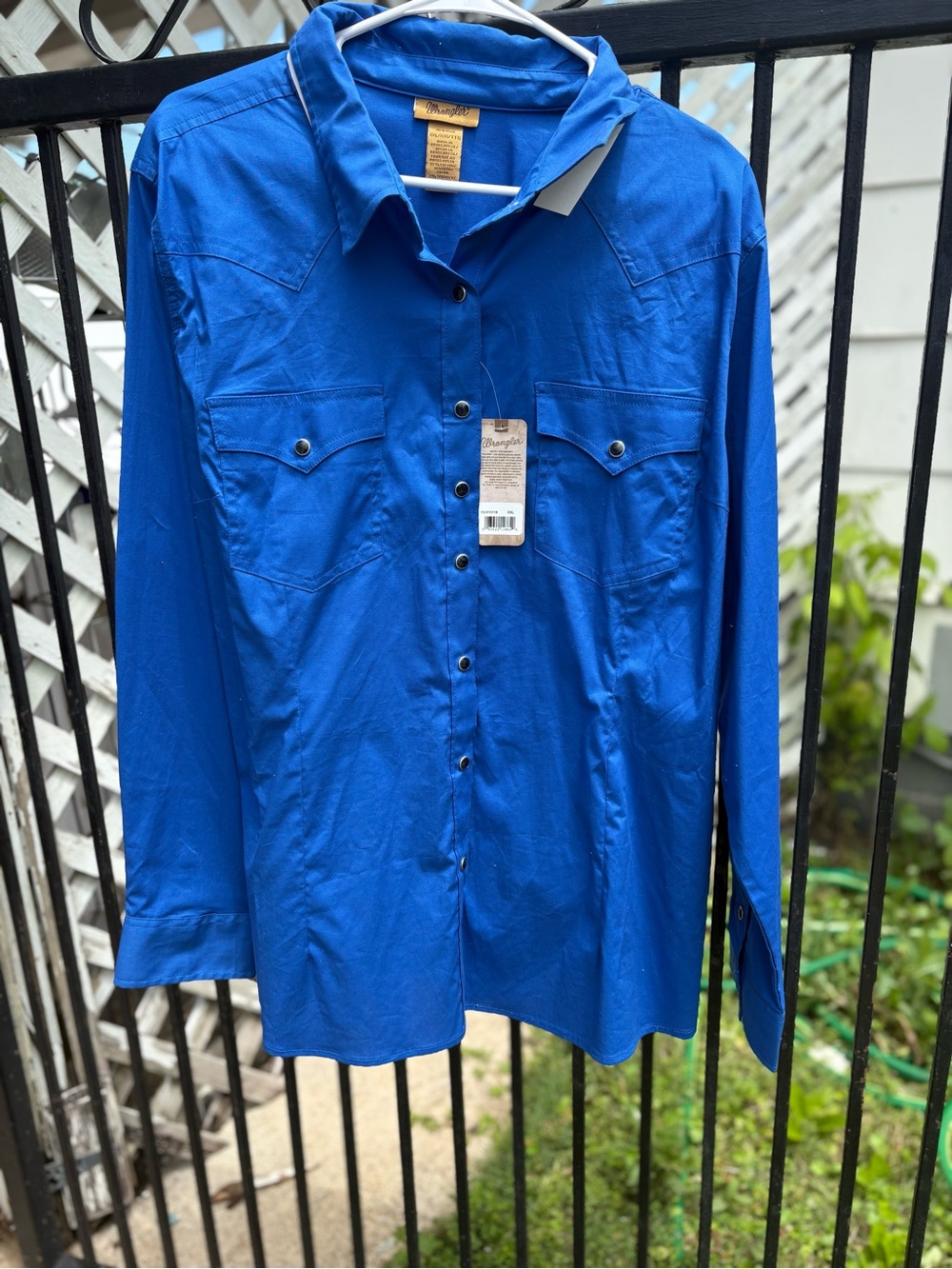 Wrangler Royal Blue Button-Down Western Shirt